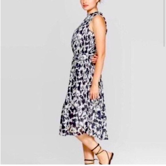 A New Day Floral Sleeveless Pleated Dress L - Picture 2 of 4